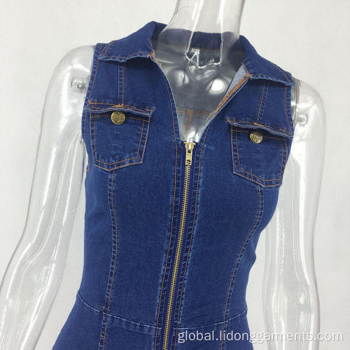 Women Denim Dress New Types of Women Causal Sleeveless Denim Dress Supplier